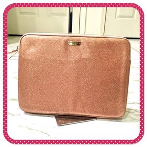 💝 KATE SPADE 💝 glittery padded pink laptop sleeve/protector size 13.5 x 10”